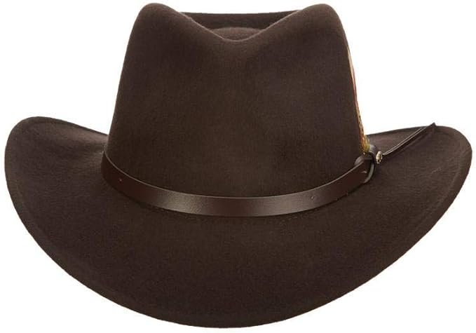 Brown Scala hat with a wide brim and a leather band, designed for sun protection and style