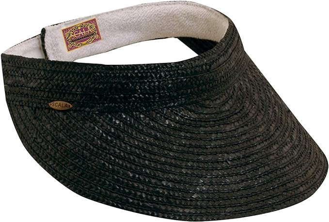 Dark brown Scala visor hat made from woven material, offering shade with an open-top design