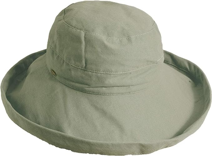 Light green Scala wide-brimmed hat, offering ample sun protection with a casual and relaxed style