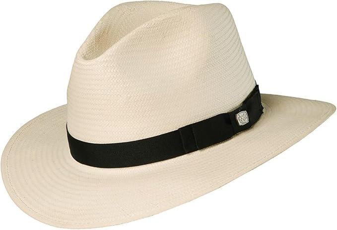 Brown Scala hat with a wide brim and a leather band, designed for sun protection and style
