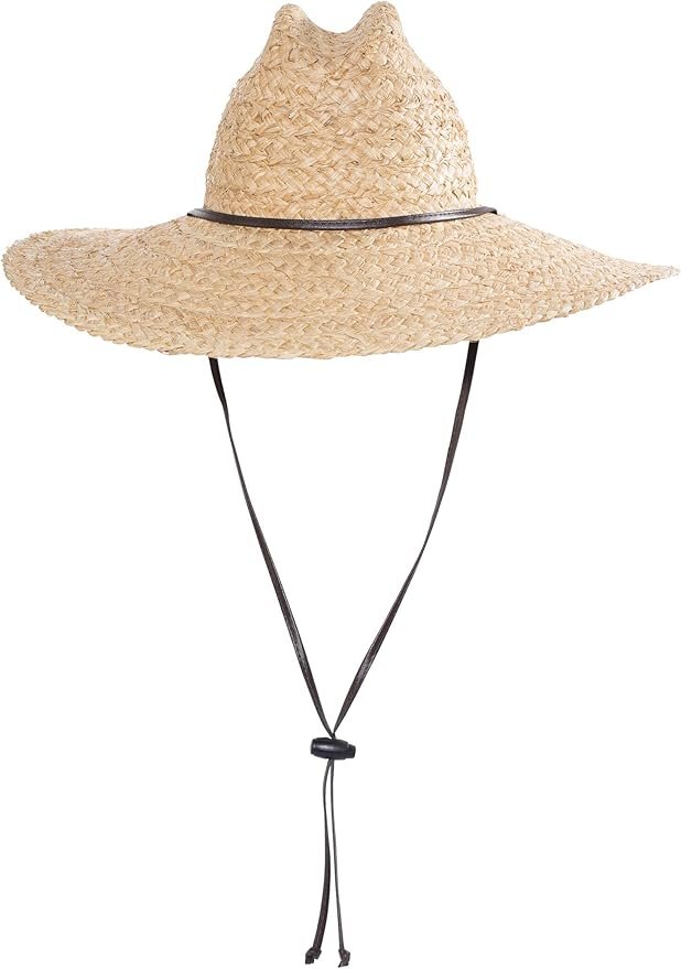 Beige Scala boater hat with a flat top and a red-and-black striped band, providing a classic, timeless look